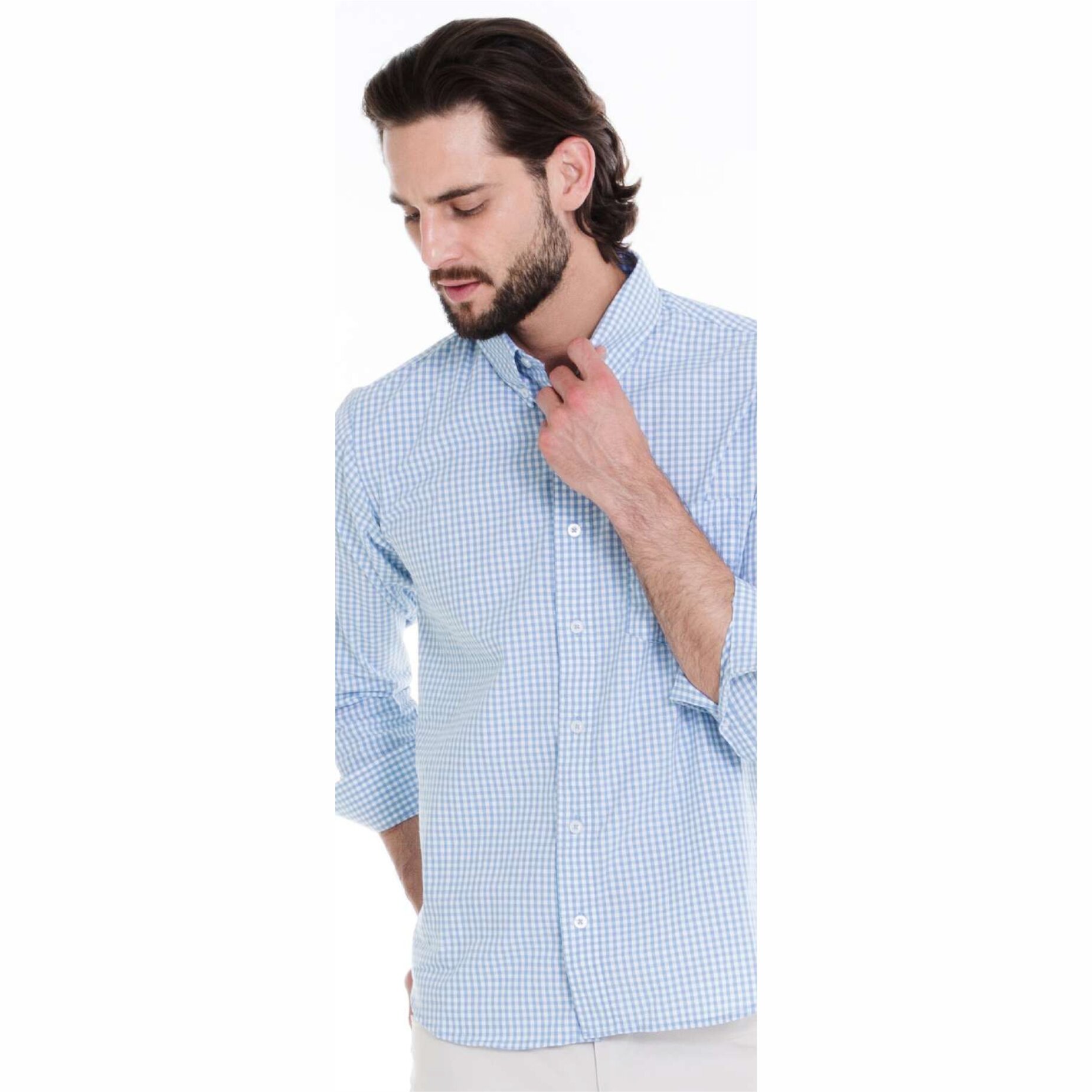 CAMISA CUADROS  RAYAS MANGA LARGA