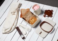 SET FIBRA DE AGAVE Y PLASTICO LONCHERA CONTENEDOR Y CUBIERTOS / ALGODN BOLSA ZACTANT