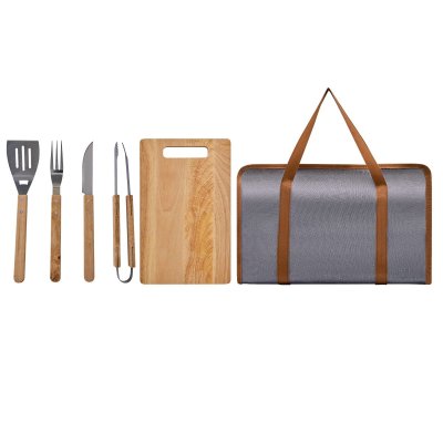 SET ACERO INOXIDABLE Y MADERA CAUCHO UTENSILIOS AACTALV